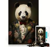 Rompecabezas Panda con Traje Bohemio para Adultos, 1000 Piezas, Juguete de lógica Resistente, Alivio de tensión, Borde Transparente, Regalo Premium (38x26cm)