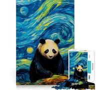 Rompecabezas Panda de la Noche Estrellada para Adultos, 1000 Piezas, estimula la Memoria, diversión Relajante, Corte Premium, Regalo Original 38x52cm
