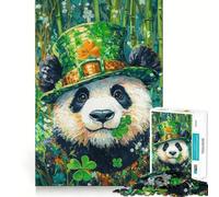 Rompecabezas Panda del Día de San Patricio para Adolescentes, 1000 Piezas, Lógica Clara, Juguete, Lento, Disfruta, Corte, Sorpresa de Cumpleaños (38x52cm)