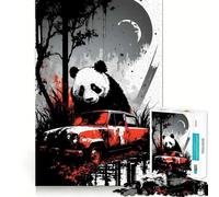 Rompecabezas Panda detrás de un Coche Oxidado, 1000 Piezas para Adolescentes, Ideal para Recordar, estimular la Tranquilidad, Momentos de Paz, Corte Suave, Regalo Elegante (38x52cm)