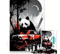Rompecabezas Panda detrás de un Coche Oxidado, 1000 Piezas, para Adolescentes, Juguete de Habilidad, Momento Tranquilo, Corte Exacto, Regalo increíble (38x26cm)