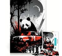 Rompecabezas Panda detrás de un Coche Oxidado para Adolescentes, 1000 Piezas, Juguete Intelectual, Escape Tranquilo, Corte de Calidad, Regalo de Temporada (50x75cm)