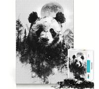 Rompecabezas Panda Double Exposure de 1000 Piezas para Adolescentes Juego Inteligente de Rompecabezas Tiempo de Aprendizaje Imagen para armar Regalo Encantador (50x75cm)