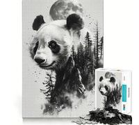 Rompecabezas Panda Double Exposure de 1000 Piezas para Adultos, Juguete Inteligente para el hogar, decoración de Pared con Corte preciso (50x75cm)