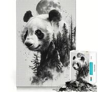 Rompecabezas Panda Double Exposure de 1000 Piezas para Adultos, Juguete Inteligente para el hogar, decoración de Pared con Corte preciso (38x26cm)