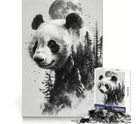 Rompecabezas Panda Double Exposure de 1000 Piezas para Adultos, Juguete Inteligente para el hogar, decoración de Pared con Corte preciso (38x26cm)