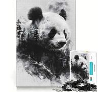 Rompecabezas Panda Double Exposure Moon de 1000 Piezas para Adultos, Juguete para Fortalecer el Cerebro, Ideal para el hogar y el Ocio, con Bordes Ajustados, Regalo de Papá Noel (38x52cm)