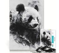 Rompecabezas Panda Double Exposure Moon para Adultos, 1000 Piezas, Juguete para ejercitar la Mente, Alivio del estrés, decoración de Pared con diseño nítido (38x26cm)