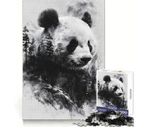 Rompecabezas Panda Double Exposure Moon para Adultos, 1000 Piezas, Juguete para ejercitar la Mente, Alivio del estrés, decoración de Pared con diseño nítido (38x26cm)