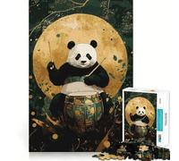 Rompecabezas Panda Drummer de 1000 Piezas para Adolescentes Reducción de la Memoria, reducción del estrés, Corte Suave, Regalo artístico (50x75cm)