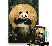 Rompecabezas Panda Drummer para Adultos de 1000 Piezas, Juguete Que desafía la Mente, para una escapada Tranquila, Pieza de colección de Arte de Corte de Calidad (38x26cm)