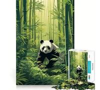 Rompecabezas Panda en Bosque de Bambú para Adultos, 1000 Piezas, Juguete de Lógica Fina, Relajante, Bordes Limpios, Pieza de Bellas Artes (38x26cm)