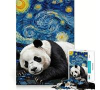 Rompecabezas Panda en la Noche Estrellada de 1000 Piezas para Adultos Juguete de lógica Resistente, Divertido y Relajante Bordes definidos Regalo Memorable (50x75cm)