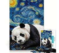 Rompecabezas Panda en la Noche Estrellada para Adultos, 1000 Piezas, Juguete Intelectual, diversión Tranquila, Corte preciso, Lista de Deseos de Papá Noel (38x52cm)