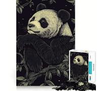 Rompecabezas Panda en la Noche para Adultos, 1000 Piezas, Juguete para la Reflexión, Alivio de la Ansiedad, Bordes Precisos, Regalo Reflexivo (38x26cm)