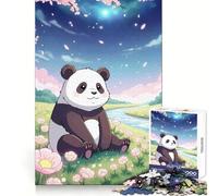Rompecabezas Panda Flower Field de 1000 Piezas para Adultos, Juguete para ejercitar la Mente, Juego de Interior, Pieza de Arte de Corte preciso (38x52cm)