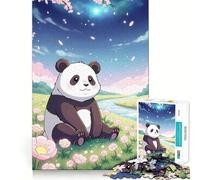 Rompecabezas Panda Flower Field para Adolescentes, 1000 Piezas, para estimular la Memoria, Juego de Mesa, Montaje de imágenes, Regalo navideño (38x26cm)