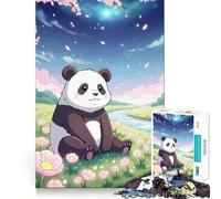 Rompecabezas Panda Flower Field para Adultos de 1000 Piezas, Juguete Que desafía la Mente, para una escapada Tranquila, colección Art Collection (50x75cm)