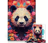 Rompecabezas Panda Flower Portrait para Adolescentes, 1000 Piezas, Juego Inteligente, Tiempo en Familia, patrón de ensamblaje, Santa Wish Pick (38x26cm)