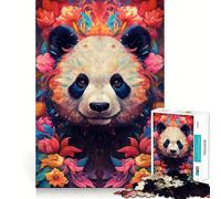 Rompecabezas Panda Flower Portrait para Adultos, 1000 Piezas, Juguete para ejercitar la Mente, Divertido y Relajante, Ideal para armar, Regalo navideño (50x75cm)