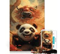 Rompecabezas Panda Guerrero Samurai de 1000 Piezas para Adultos Regalos para Mejorar la Memoria y el Tiempo Libre Arte de Pared con Corte preciso (38x26cm)