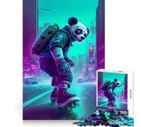 Rompecabezas Panda Jugando con Patines para Adolescentes, 1000 Piezas, para Estimular la Memoria, Relajante, Divertido, Ensamblaje, (50x75cm)