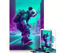 Rompecabezas Panda Jugando Patinando para Adolescentes 1000 Piezas Diseño para Desarrollar la Memoria y Relajarse Regalo Clásico para Armar (38x26cm)