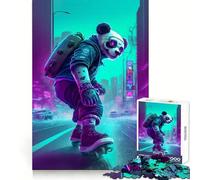 Rompecabezas Panda Jugando Patinando para Adolescentes 1000 Piezas Diseño para Desarrollar la Memoria y Relajarse Regalo Clásico para Armar (38x26cm)