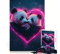 Rompecabezas Panda Love Heart de 1000 Piezas para Adultos Juguete de lógica Clara, Divertido y Relajante Corte Perfecto Regalo Elegante (38x52cm)