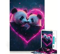 Rompecabezas Panda Love Heart para Adultos, 1000 Piezas, Juguete de razonamiento y Habilidad, Alivio de la ansiedad, Corte preciso, Regalo Elegante (50x75cm)