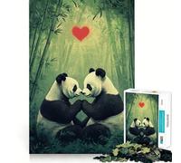 Rompecabezas Panda Love in Bamboo Forest de 1000 Piezas para Adolescentes Ayuda a desarrollar la Memoria Diseño fácil de armar Regalo conmovedor (38x52cm)