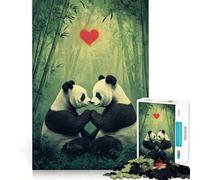 Rompecabezas Panda Love in Bamboo Forest de 1000 Piezas para Adultos Juguete de lógica Resistente, Divertido y Relajante Bordes definidos Regalo Memorable (50x75cm)