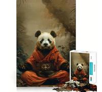 Rompecabezas Panda Monje Místico Meditación 1000 Piezas para Adolescentes Rompecabezas Mental Rompecabezas Antiestrés Arte de Ensamblaje Regalo Premium (38x26cm)