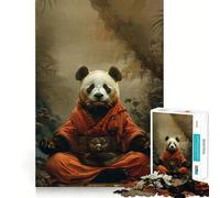 Rompecabezas Panda Monje Místico Meditación 1000 Piezas Rompecabezas para Adultos Regalos Mejora de la Memoria Tiempo Libre Corte Fijo Arte de Pared Decoración (38x52cm)