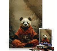 Rompecabezas Panda Monje Místico Meditación 1000 Piezas Rompecabezas para Adultos Regalos Mejora de la Memoria Tiempo Libre Corte Fijo Arte de Pared Decoración (38x52cm)