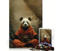Rompecabezas Panda Monje Místico Meditación para Adolescentes 1000 Piezas Juguete Reflexivo Diversión Arte de Corte Limpio Coleccionable (50x75cm)