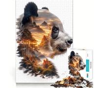 Rompecabezas Panda Mountain Sunset de 1000 Piezas para Adultos Mejora la Memoria, Tiempo de relajación, diseño, Montaje, Regalo Premium (50x75cm)