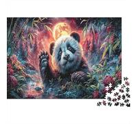 Rompecabezas Panda Olas Bajo Luna Sangrienta en Bambú Vida Silvestre Puzzle 1000 Piezas, Decoración del Hogar, para Adultos 52x38cm/1000pcs
