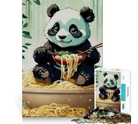 Rompecabezas Panda Ramen de Japón de 1000 Piezas para Adultos, Juguete para concentrarse y ejercitar la Mente, diversión Tranquila, Bordes Ajustados, artículo de Santa Claus (38x52cm)