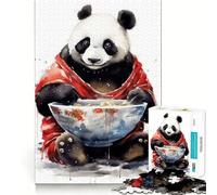 Rompecabezas Panda Ramen Ink Wash para Adolescentes, 1000 Piezas, Think Toy, diversión Relajante, Arte de Corte Limpio, Coleccionable (38x52cm)