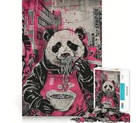 Rompecabezas Panda Ramen Street Art para Adultos, 1000 Piezas, Juguete de lógica Resistente, Juego Relajante, Borde Transparente, Regalo artístico (38x52cm)
