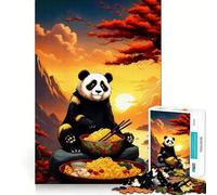 Rompecabezas Panda Ramen Sunset de 1000 Piezas para Adultos Juguete de lógica Fina, silencioso y Divertido Bordes limpios Regalo Memorable (50x75cm)