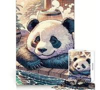 Rompecabezas Panda relajándose en Aguas Termales para Adolescentes, 1000 Piezas, Juguete para ejercitar la Mente, Arte para la relajación Mental, (38x26cm)