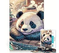 Rompecabezas Panda relajándose en Aguas Termales para Adolescentes, 1000 Piezas, Mejora la Memoria, Alivia la tensión, Borde Ajustado, Pieza de Arte (38x52cm)