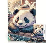 Rompecabezas Panda relajándose en Aguas Termales para Adolescentes, 1000 Piezas, Mejora la Memoria, Alivia la tensión, Borde Ajustado, Pieza de Arte (38x52cm)