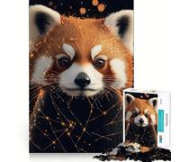 Rompecabezas Panda Rojo con Luces Doradas de 1000 Piezas para Adolescentes Pure Logic Toy Gentle Relax Clean Cut Fine Art Piece (38x26cm)