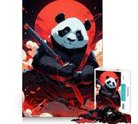 Rompecabezas Panda Samurai Katana Luna Roja de 1000 Piezas para Adultos y Adolescentes Juguete de lógica Tiempo de relajación Corte de precisión Regalo Ideal (50x75cm)