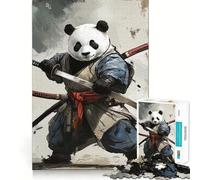 Rompecabezas Panda Samurai Warrior de 1000 Piezas para Adolescentes Mejora la Memoria, sin estrés, Bordes Ajustados, decoración de Pared (38x52cm)