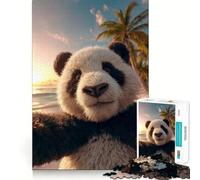 Rompecabezas Panda Selfie en Playa Tropical Atardecer 1000 Piezas para Adultos Regalos Juego Mental Juguete Tiempo en Familia Corte Preciso Sorpresa de Cumpleaños (38x26cm)