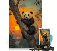 Rompecabezas Panda Sunset de 1000 Piezas para Adultos y Adolescentes Juguete de lógica Clara para Relajarse Corte Artículo de Santa Claus (38x52cm)
